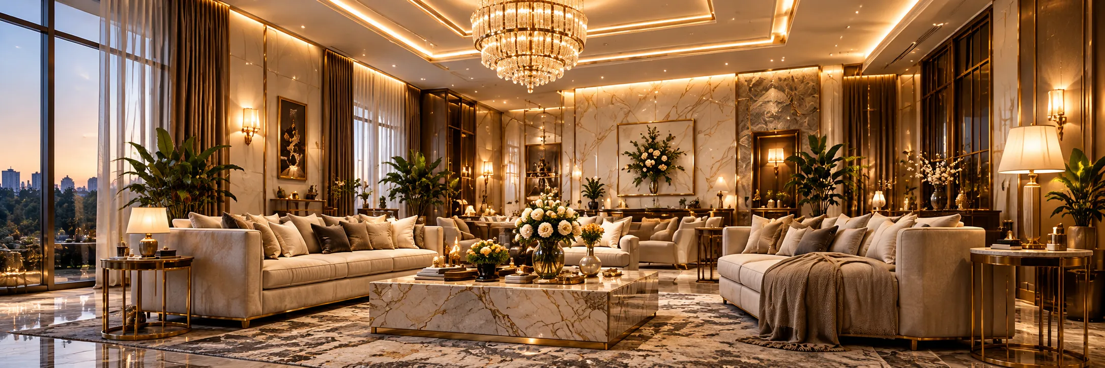 Renovated interior with warm lighting and inviting details